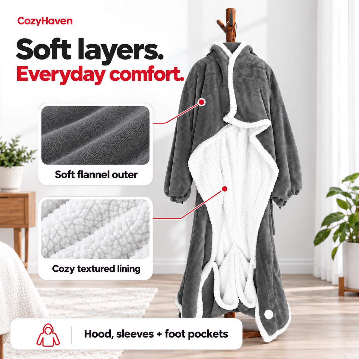 CozyHaven™ Heated Wearable Blanket Robe