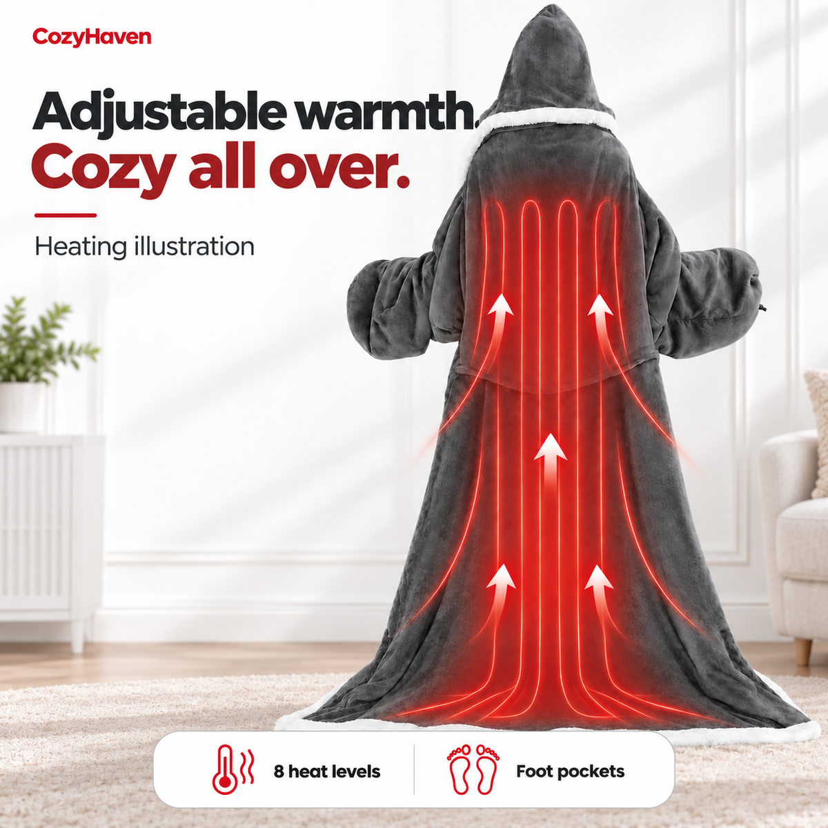 CozyHaven™ Heated Wearable Blanket Robe