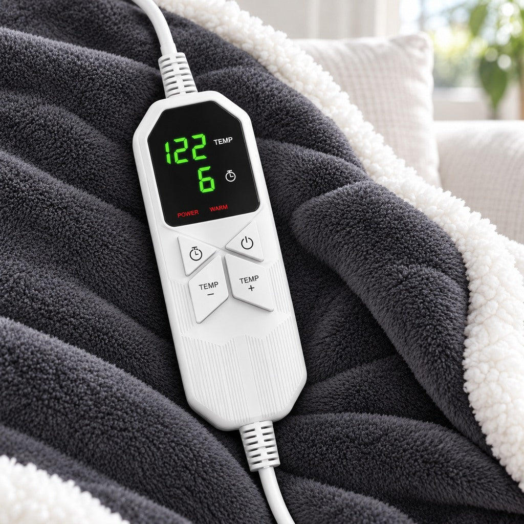 Close-up of the CozyHaven controller with timer, power and temperature buttons